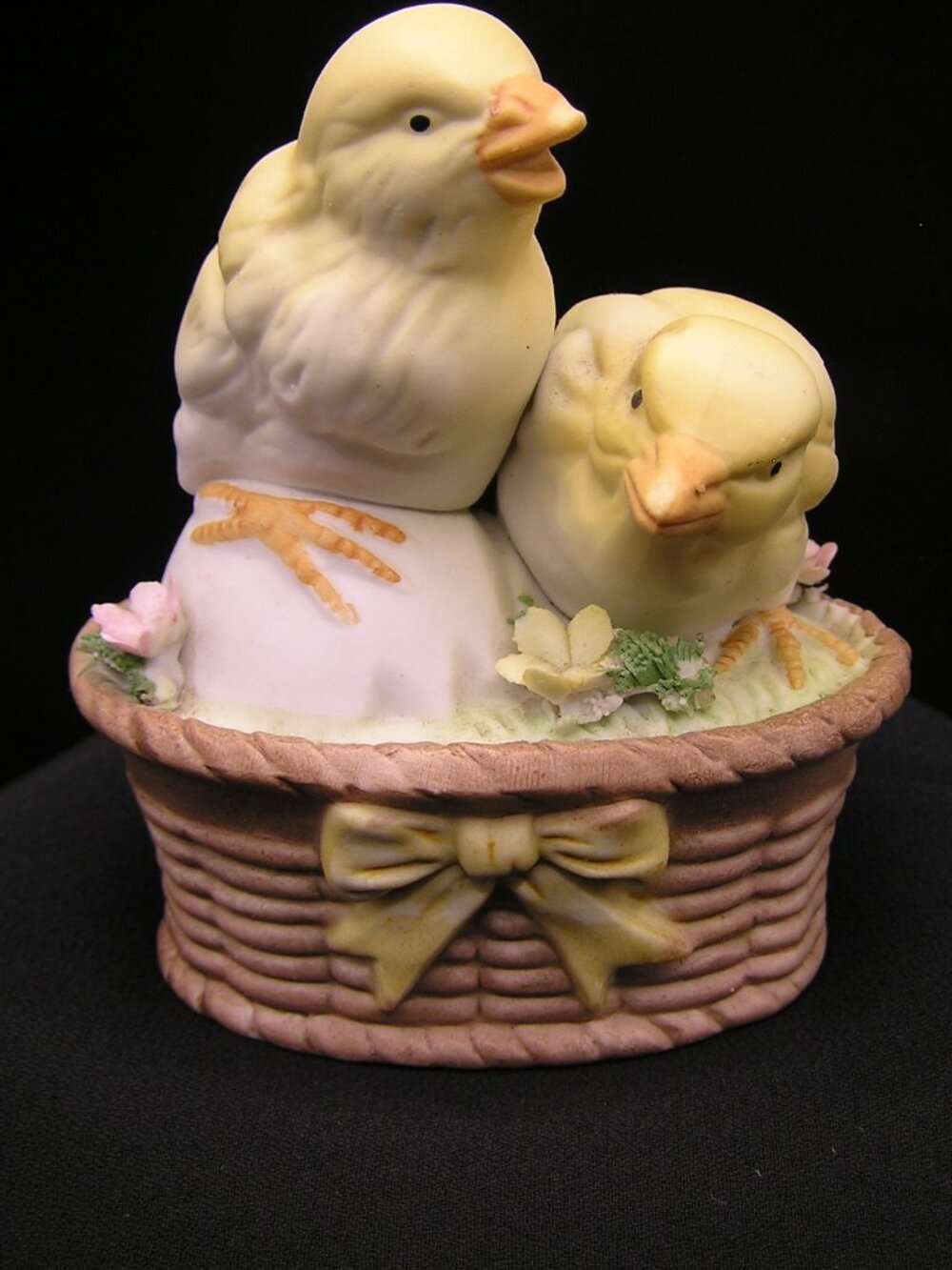 Enesco Porcelain Chicks in a Basket